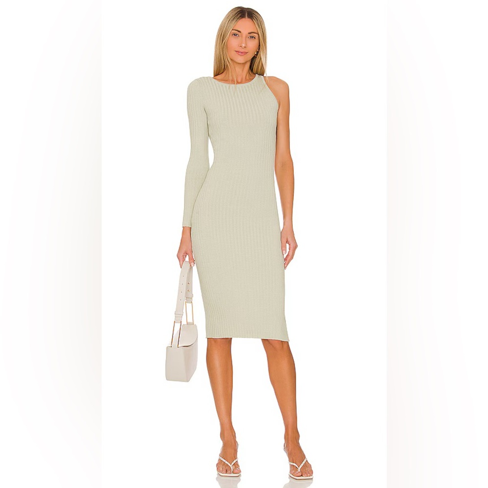 NWOT All The Ways Jazlyn One Shoulder Midi Dress Sage XS Revolve